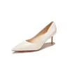 Zapatos de tacón alto para mujer 9169B, punta fina, tacón de aguja, charol, blanquecino, sencillos y elegantes, adecuados para el trabajo
