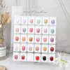 Jia Cai Yi You Xuan Tablero de Exhibición para Arte de Uñas Acrílicas Cuadrado con Soporte de Pie Doble Fila Tablero de Colores para Esmalte de Uñas 30 Colores