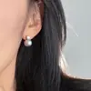 Pendientes de Zirconia Perla Blanca de Alta Calidad para Mujer Coreanos de Nicho Retro Personalizados Sencillos Versátiles Elegantes
