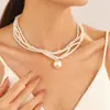 Collar de Perlas Retro Francés para Mujer Cadena de Clavícula de Lujo Ligero Nicho Conjunto de Collares Moda Versátil de Gama Alta Popular
