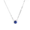 Nuevo Collar Redondo de Plata de Ley S925 con Zafiro Nicho Exquisito Lujo Accesible Gama Alta Transfronterizo Europeo y Americano Venta Caliente