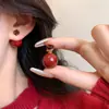 Aretes Festivos de Lazo de Terciopelo Rojo para Mujer, Elegantes, Dulces, de Flor, Largos con Borla, Aretes Otoño e Invierno