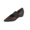 Zapatos Mary Jane para mujer de nuevo estilo otoño/invierno con punta y correa única, tacón medio, hechos de piel de oveja de capa superior, con aumento de altura oculto, zapatos de corte bajo de una sola pieza