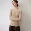 Suave e delicado na pele! Camada base de tricô 100% cashmere para outono feminino, suéter interno de alta qualidade estilo europeu para outono e inverno, corte justo