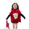 [Tian Xiaosi] Suéter navideño versátil de ajuste holgado para niñas, colección otoño 2026, top de punto sin mangas de cuello alto, estilo moderno