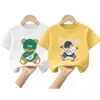 Nova Camiseta Estilosa de Algodão Puro com Estampa de Desenho para Meninos, Manga Curta, para Bebês e Crianças, Camiseta Casual Confortável e Respirável, Camiseta Tendência de Meia-Manga
