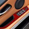 Adecuado para Bmw Serie 3 Antigua E90 Rojo Fibra de Carbono Real Pegatinas de Panel Elevador de Ventanilla Accesorios de Modificación Interior de Coche