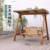 Cadeira de balanço de madeira maciça para pátio ao ar livre no atacado, cadeira suspensa para varanda de terraço ao ar livre, balanço de madeira anticorrosivo para duas pessoas, balanço infantil