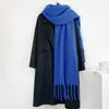 Cachecol de Lã Mohair Liso para Outono e Inverno para Mulheres, Estilo Coreano, Moderno, Versátil, Engrossado, Quente, Cachecol com Franjas, Xale para Mulheres, Atacado