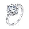 Anillo de dama con forma de flor y diamantes, el más vendido, nuevo, popular en Europa y Estados Unidos, anillo de simulación de diamante de circonita, ventas directas de fábrica