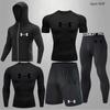 Traje esportivo transfronteiriço masculino para fitness, calça legging de secagem rápida, seda gelada, equipamento de corrida, traje para corrida matinal, traje de treino para basquete, atletismo