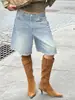 Comercio Exterior Transfronterizo Amazon Tendencias de Moda Europeas y Americanas Pantalones Casuales Rectos Sueltos de Mezclilla para Mujer de Longitud Media