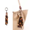 Colgante de Bolsa con Cuentas de Madera Tejido a Mano, Regalo Cultural y Creativo con Temática del Bosque, Accesorio para Uso Diario, Colgante Pequeño para Bolso y Teléfono Móvil
