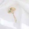 Nuevo Estilo Chino Estilo Antiguo Abanico de Borlas Broche Pipa Incrustado con Perlas y Flores de Goteo de Aceite Ropa Pin de Cheongsam Broche Joyería