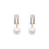 Pendientes colgantes de perla Dongdaemun de estilo coreano para mujer, de alta gama, con microincrustaciones de circonita, aguja de plata S925, joyería de moda para las orejas.