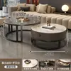 Mesa de centro redonda de ardósia estilo italiano de alta qualidade para salas de estar pequenas, conjunto de mesa moderno minimalista de luxo leve
