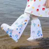 Cubrezapatos desechables impermeables para niños para días de lluvia, cubrezapatos de tubo alto engrosados para estudiantes, cubrepies portátiles a prueba de lluvia para caminar