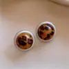 Pendientes Redondos Geométricos con Estampado de Leopardo Acrílico Retro Europeos y Americanos, Pendientes de Lujo Ligero de Gama Alta, Pendientes Simples Maillard para Mujer