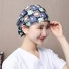 Gorro Quirúrgico Estampado Algodón Puro Ajustable con Botón con Banda Absorbente de Sudor Color Sólido Gorro de Sala de Operaciones para Doctor Gorro de Enfermera UCI
