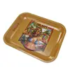 Bandeja para Cigarrillos de Hojalata Transfronteriza 34*27cm, Bandeja de Almacenamiento Cuadrada Grande con Patrón Metálico, Bandeja para Manejo de Tabaco