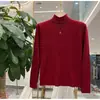 Top de punto con cuello semi-alto y detalles de encaje calado OEM para mujer, nuevo estilo 2026, elegante y con estilo, corte ajustado y favorecedor