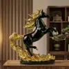 Figura de Caballo Estilo Vintage Negro y Dorado Transfronteriza para Aperturas de Negocios Exitosas, Adecuada para Decoración de Sala de Estar, Oficina, Escritorio y Gabinete de Vino