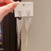 Pendientes de Triángulo Geométrico con Borlas y Diamantes, Estilo Lujo Ligero de Aguja de Plata, Moda Europea y Americana, Pendientes de Gama Alta Exquisitos y Elegantes para Mujer