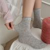 Calcetines de mujer con orejas de madera en blanco y negro, de color liso, con forma de corazón hueco, de malla fina, transpirables, de verano, japoneses