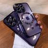 Funda para Teléfono Móvil Apple 18Promax con Succión Magnética, 16 Puertos de Carga, Transparente Electroplateada, Adecuada para iPhone 17 Cubierta Protectora de Película para Lente