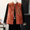 Nuevo conjunto de chaleco de otoño estilo chino para madres, incluye tres piezas, en tallas grandes, diseñado para mujeres de mediana edad y mayores, con tela de terciopelo dorado y un diseño tradicional chino