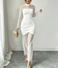 Vestido de Mujer Amazon Transfronterizo Atmósfera Negro Encaje Patchwork Cuello Alto Manga Larga Encaje Transparente Ajustado al Cuerpo Ceñido a la Cadera