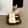 Pantuflas de Algodón de una Correa de Moda Nuevas Otoño e Invierno 2025 Pantuflas Peludas Elegantes de Suela Gruesa para Aumentar la Altura para Mujeres para Uso en Exteriores