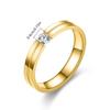 Anillo de diamantes para amantes de la moda con explosiones transfronterizas, 4 mm de ancho, piedra lisa tipo tarjeta, acero de titanio, anillo para mujer, accesorios coreanos al por mayor