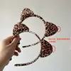 Haiyue Nuevo Terciopelo Dorado Estampado de Leopardo Orejas de Gato Lindas Diadema Cara Dulce Lavado de Cabello Pasador Diadema Linda Accesorios para la Cabeza