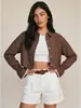 2026 Amazon Transfronterizo OZON Nuevo Cárdigan Camisa Casual Holgado de Hombros Caídos con Retazos de Encaje Rayado para Mujer