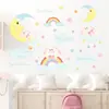 Buenas Noches Luna Arcoíris Pegatinas de Pared Autoadhesivas Conejito de Dibujos Animados Habitación Infantil Guardería Pegatina Decorativa BR0383F