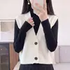 Cárdigan de punto de algodón puro para mujer, chaleco nuevo de punto con cuello en V para otoño e invierno 2026, chaqueta suéter sin mangas
