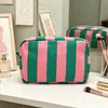 Bolsa de Maquillaje de Pana a Rayas Cruzadas Moda de Alta Apariencia Bolsa de Almacenamiento Gran Capacidad Viaje Portátil Neceser Venta al por Mayor