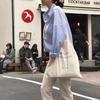 Bolsa de ombro com estampa de letras da marca de nicho coreana ins, bolsa fina de pano cinza, bolsa de ombro ecológica para compras