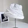 Sombrero de Cubo Plegado Ligero tipo Seda para Mujer Verano Delgado Tela Protectora Solar Sombrero de Color Sólido Sombrero de Cuenca Rizado Sombrero de Sol Tendencia