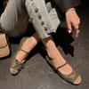 Zapatos Mary Jane Versátiles de Piel de Oveja Suave con Bloques de Color Otoño 2023 Punta Redonda Lazo Zapatos Planos de Ballet Moda