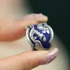 Anillo de peonía con flor de fénix para hombre, estilo frío, con pegamento en la gota, anillo abierto de estilo étnico a la moda para todo tipo de combinaciones.