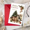 Cartão de Boas Festas de Natal com Ovelhinha Fofa e Árvore de Natal, com Envelope, Mensagem de Bênção para o Feriado, Convite, Cartão de Cumprimentos para Presente