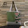 Bolsa de Palha Tecida Color Block Temática de Floresta de Natal Desenho Animado Mais Vendida Transfronteiriça Portátil Estilo Coreano Criativa para Compras Bolsa de Tricô
