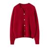 Novo Cardigã de Cashmere Estilo Irmã Real Outono 2024 Suéter Regular Gola Redonda para Senhora Suéter de Cashmere Feminino Branco