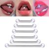 Europeo y Americano Transfronterizo Acero Inoxidable Barra Recta Doble Cabeza Perla Uñas para la Lengua Moda Barra para el Puente de la Oreja Pesa Anillo para Pezón Joyería para Perforación