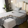 Algodón Original Más Vendido Bordado Estilo Coreano Princesa Pieza Única Faldón de Cama Sábana Universal Cuatro Estaciones con Borde de Falda Cubierta de Dobladillo Feo