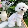 Oi Kitty Manga Bufante Rosa Panda Cachorro Verão Fino Respirável Roupas Fofas para Cachorros Pequenos Como Teddy e Bichon