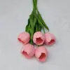Tulipanes Flores Artificiales Lujo Accesible Elegante Decoración de Sala de Estar Habitación Floral Ramo Seco Arreglo Floral para Mesa de Comedor