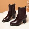 Botas Curtas de Salto Alto para Mulheres, Sapatos de Couro Camurça Plus Size, Couro Macio Saltos Grossos, Sapatos de Algodão para Mãe, Botas Versáteis de Passarela, Dropshipping